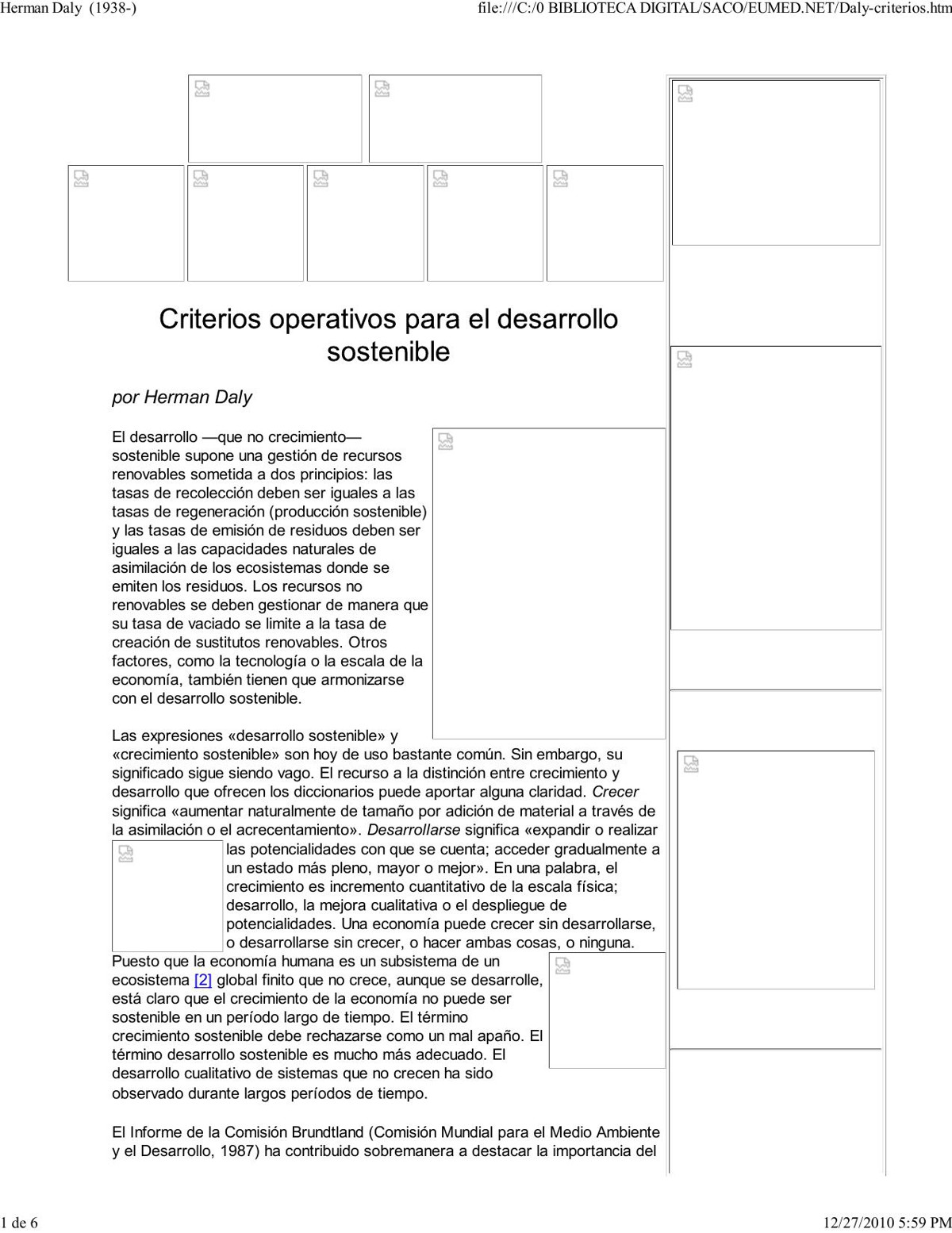 Criterios operativos para el desarrollo sostenible